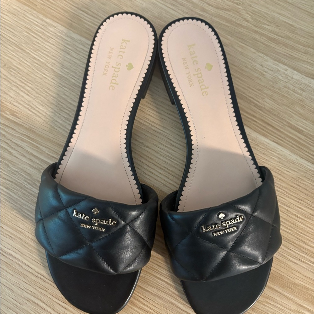 Kate Spade Black Quilted Leather Mules